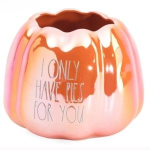 NIB RAE DUNN "I ONLY HAVE PIES FOR YOU" IRIDESCENT ORANGE PUMPKIN PLANTER 7"